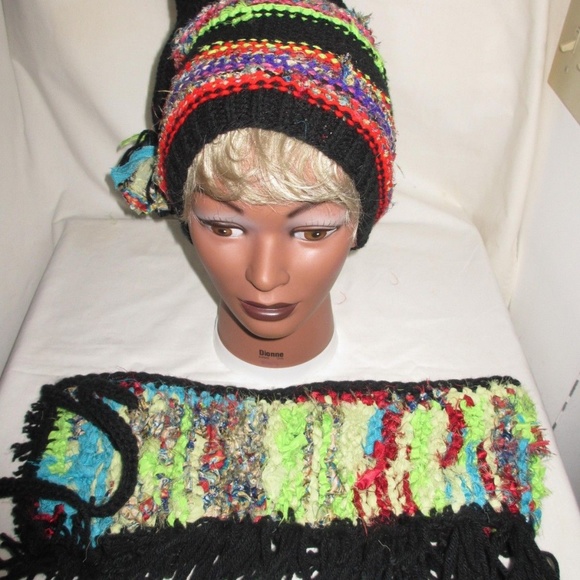 HAT SCARF ALPACA wool Crochet NEW 2 PC SET Handmade Knitted 20"-22" SCARF WOMEN - Picture 7 of 7
